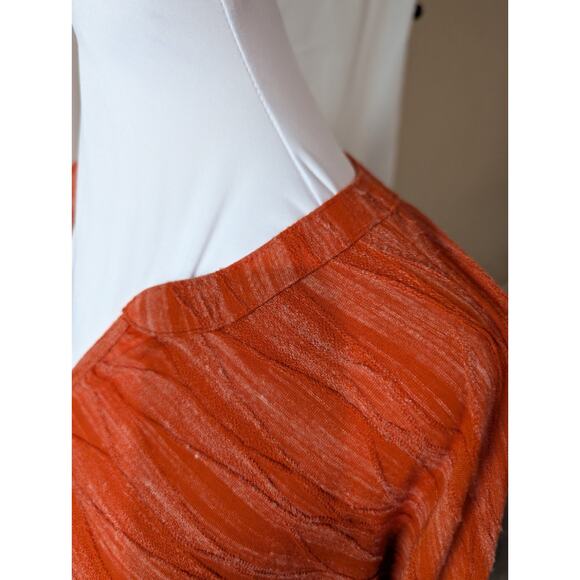 Chico's Women's Shirt Tunic Top Size 3 XL Orange textured Stripes v-neck Texture - Picture 4 of 14